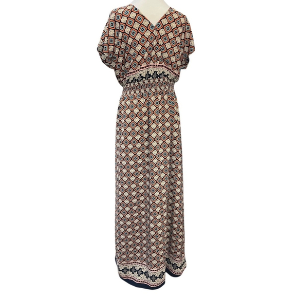 Skies are blue orange diamond pattern‎ side slit dress - Picture 7 of 8